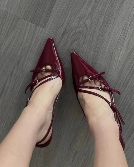 Cherry Pointed Buckle Heels