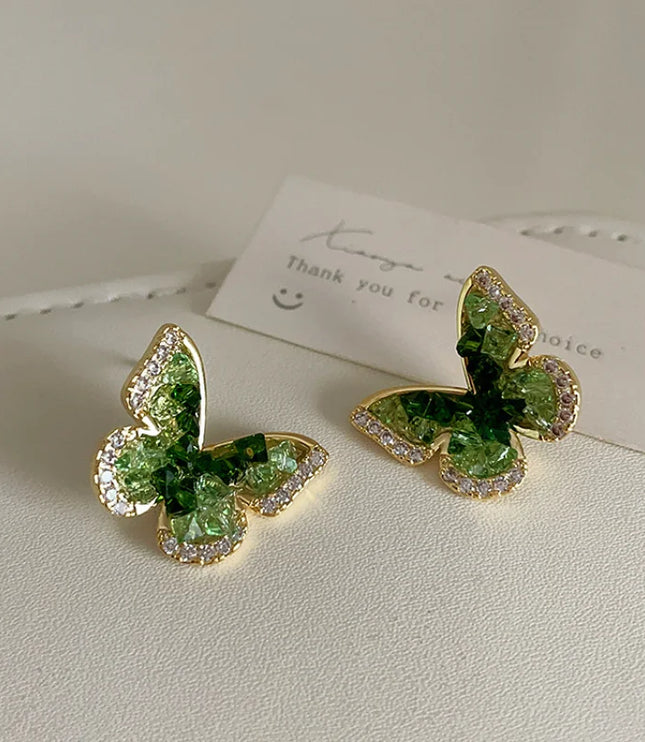 Green Butterfly Earrings