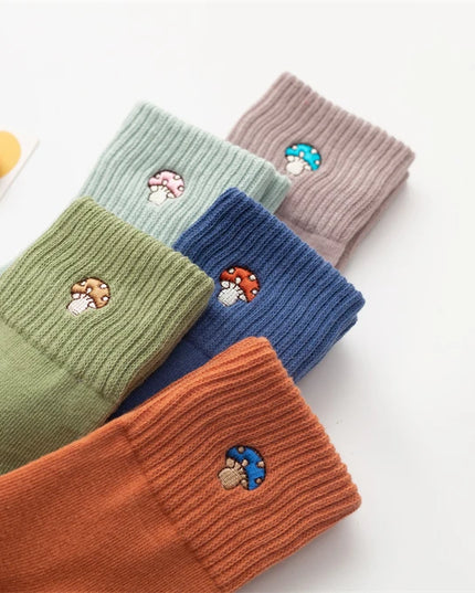 Mushroom Embroidered Socks