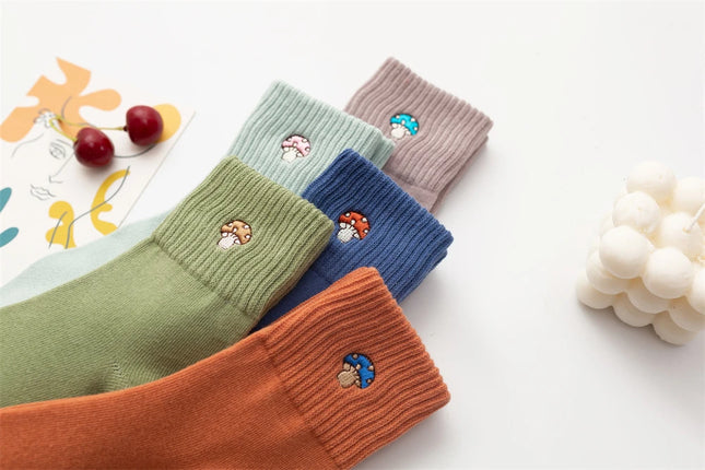 Mushroom Embroidered Socks