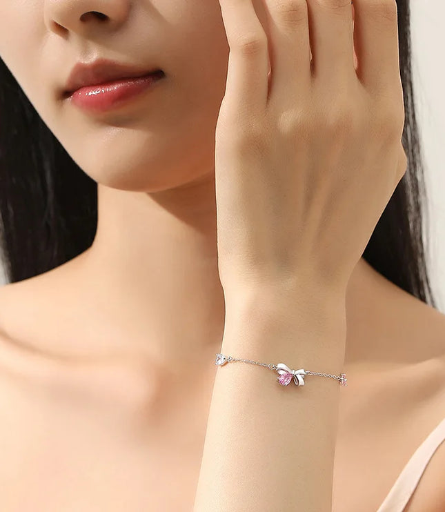 Pink Diamond Bow Bracelet