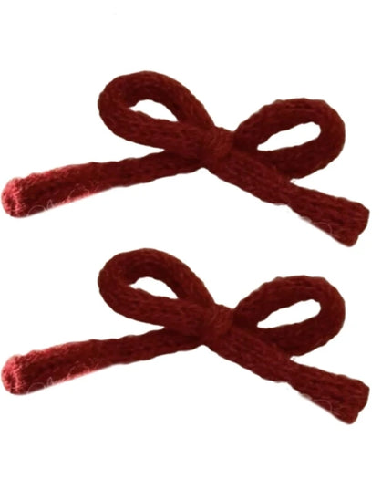 2Pcs Knitted Bow Hairpins