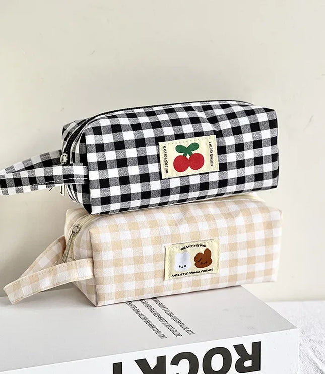 Cherry Plaid Pencil Case