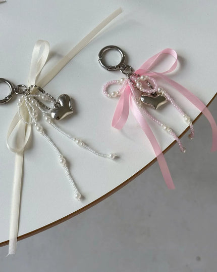 Bowknot and Pearl Keychain