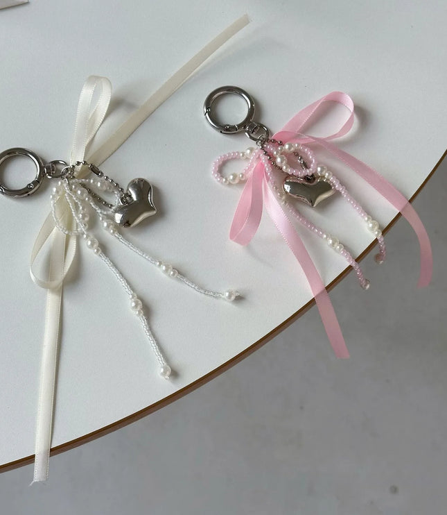 Bowknot and Pearl Keychain