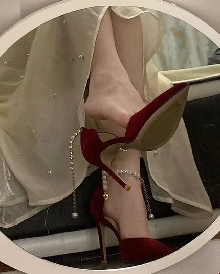 Red Velvet Pearly Heels