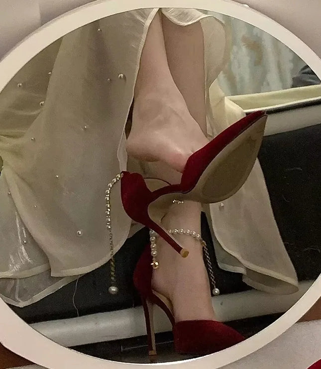 Red Velvet Pearly Heels