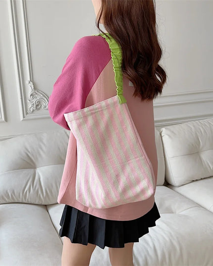 Striped Shoulder Bag Tote