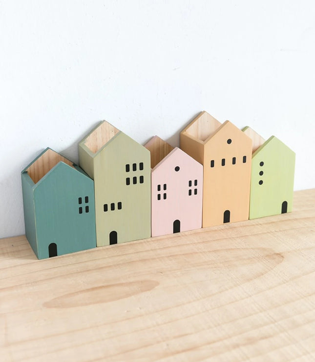 Wooden House Pen Holder