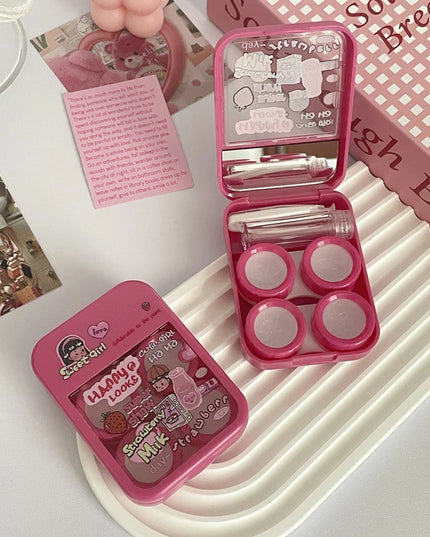 Strawberry Milk Contact Lenses Case & Kit