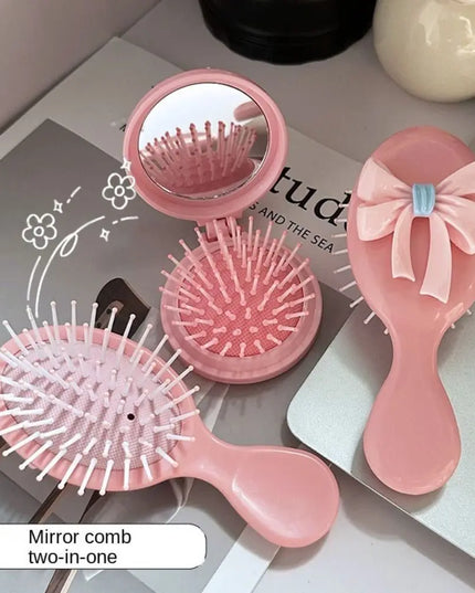 Pink Bowknot Pocket Mirror & Comb