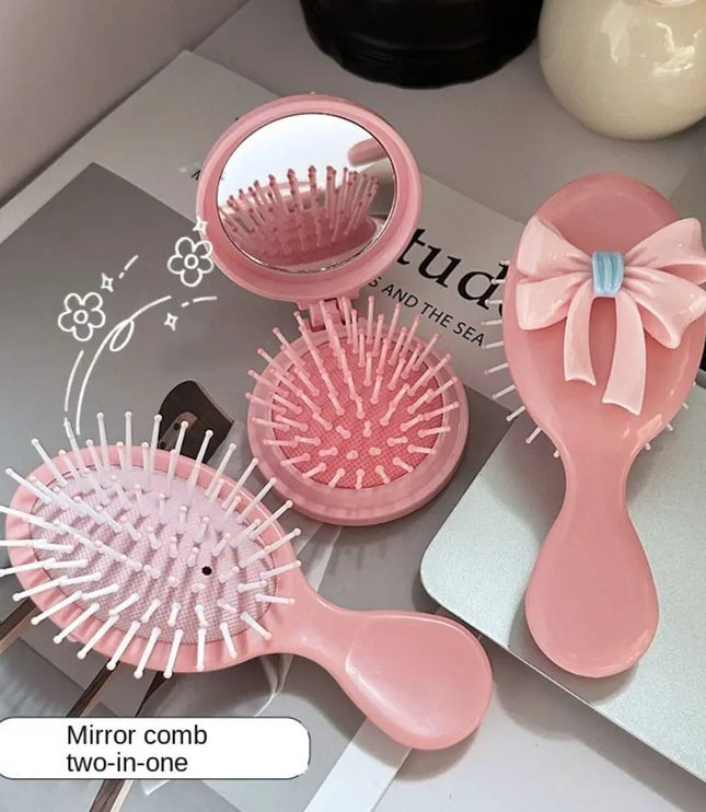 Pink Bowknot Pocket Mirror & Comb