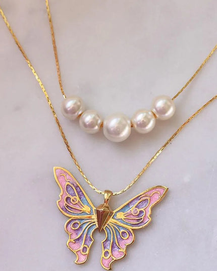 Barbie Pearl Butterfly Necklace