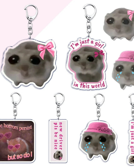 Im Just A Girl Sad Hamster Bag Charm