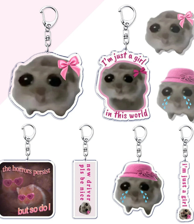 Im Just A Girl Sad Hamster Bag Charm