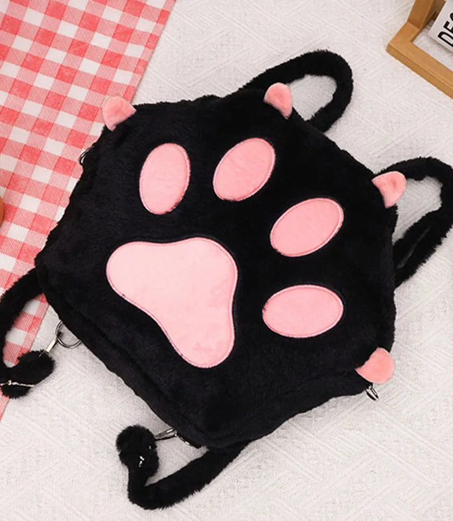 Cat Paw Plush Backpack