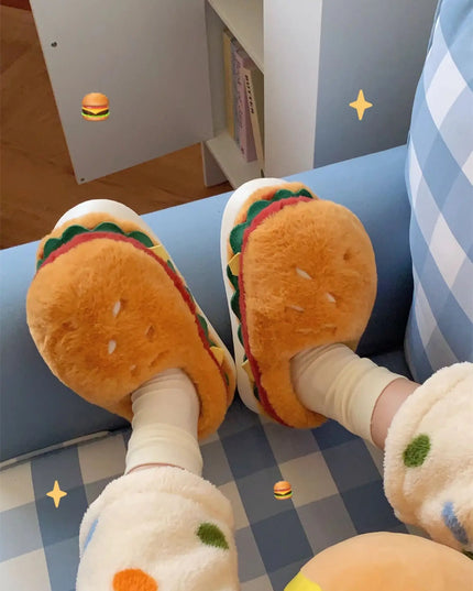 Hamburger Plush Slippers