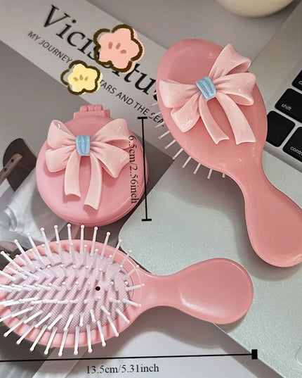 Pink Bowknot Pocket Mirror & Comb