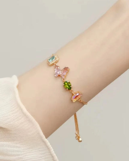 Colored Crystal Butterfly Bracelet