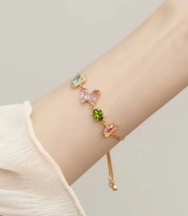 Colored Crystal Butterfly Bracelet